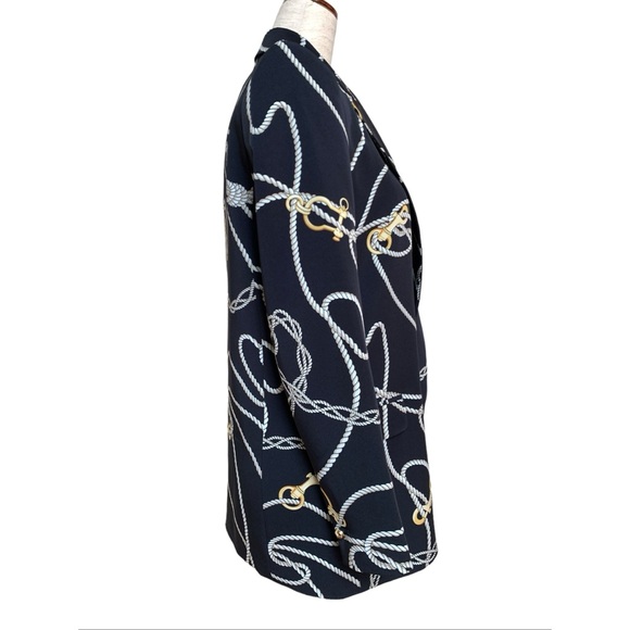 Zara navy chain print blazer, NWOT, XS - Picture 13 of 13